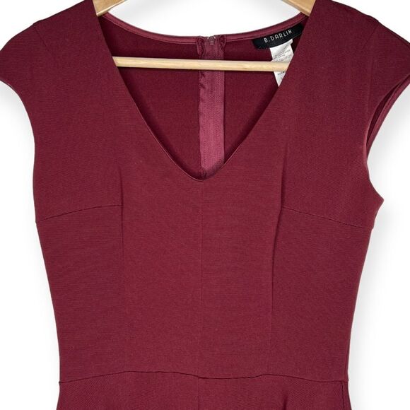 B. Darlin Skater Dress Faux Leather Trim Flare Skirt Whimsygoth Size 5 / 6 - Picture 3 of 6